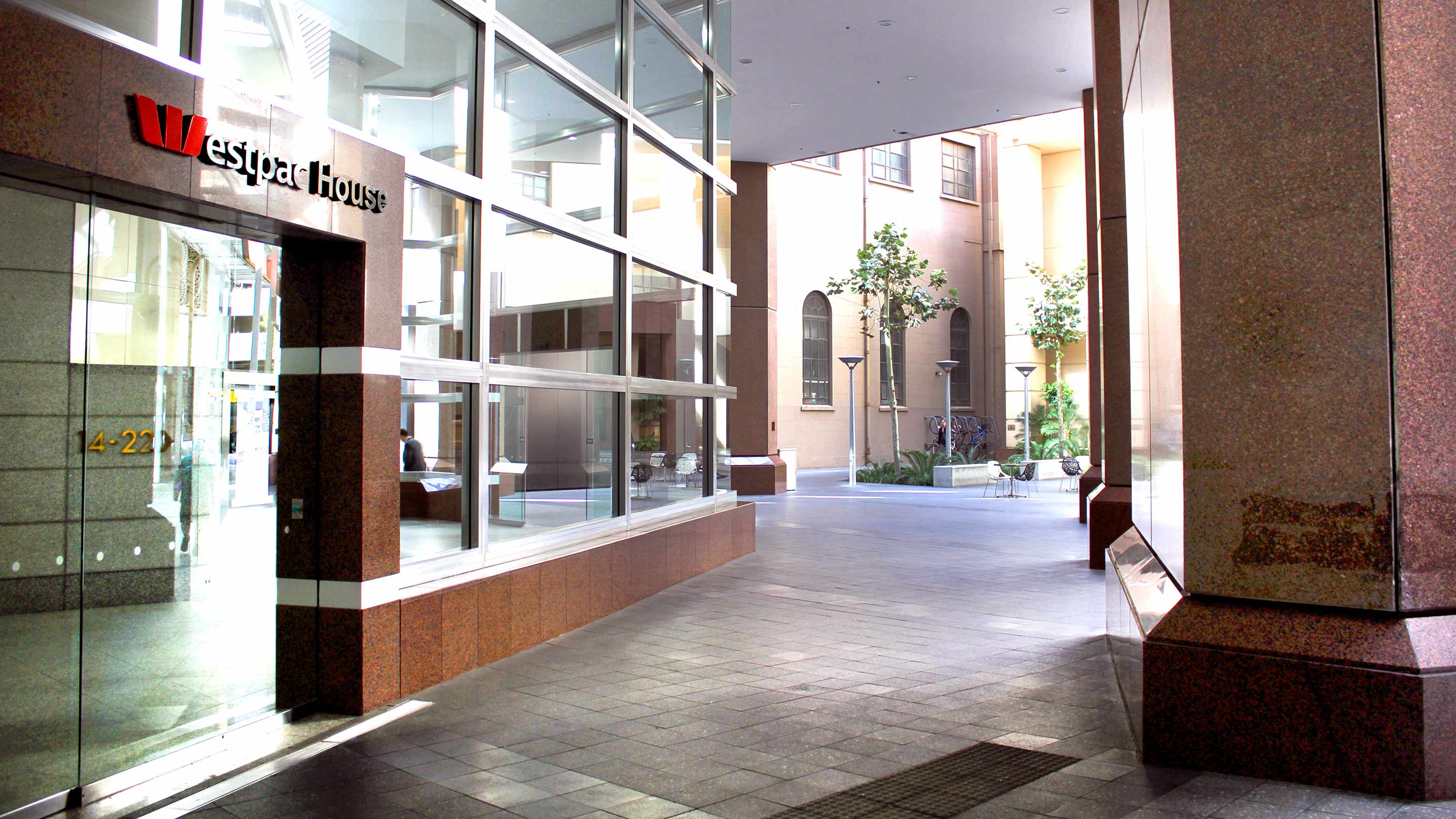 Side view of an entrance to a building.