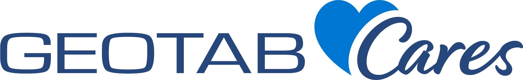 A logo with a heart and text saying Geotab Cares
